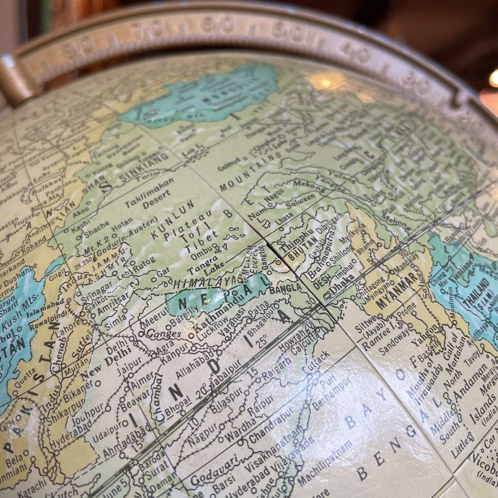 Vintage Imperial World Globe on Wood Flood Stand