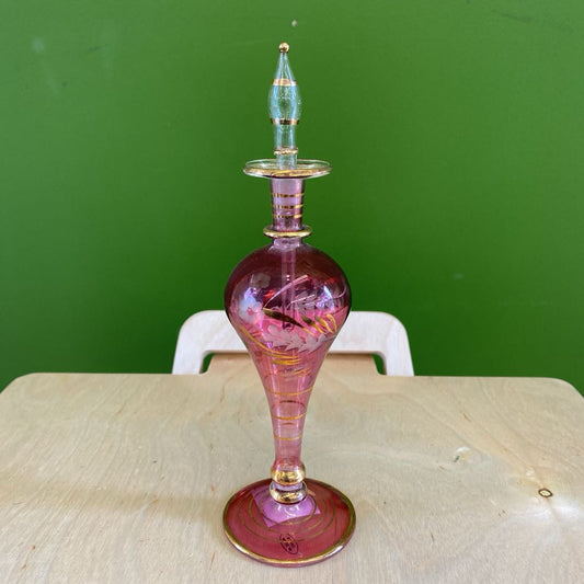 Vintage Egyptian Purple & Gold Perfume Bottle w/Stopper SMALLS