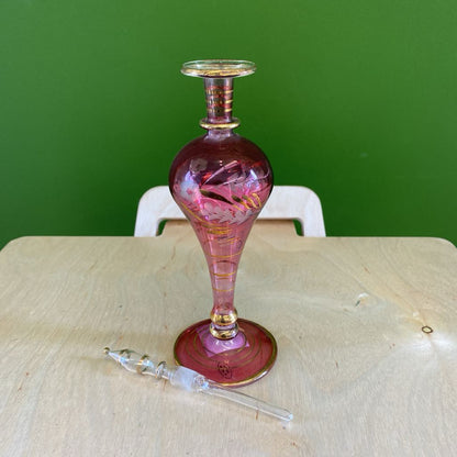 Vintage Egyptian Purple & Gold Perfume Bottle w/Stopper