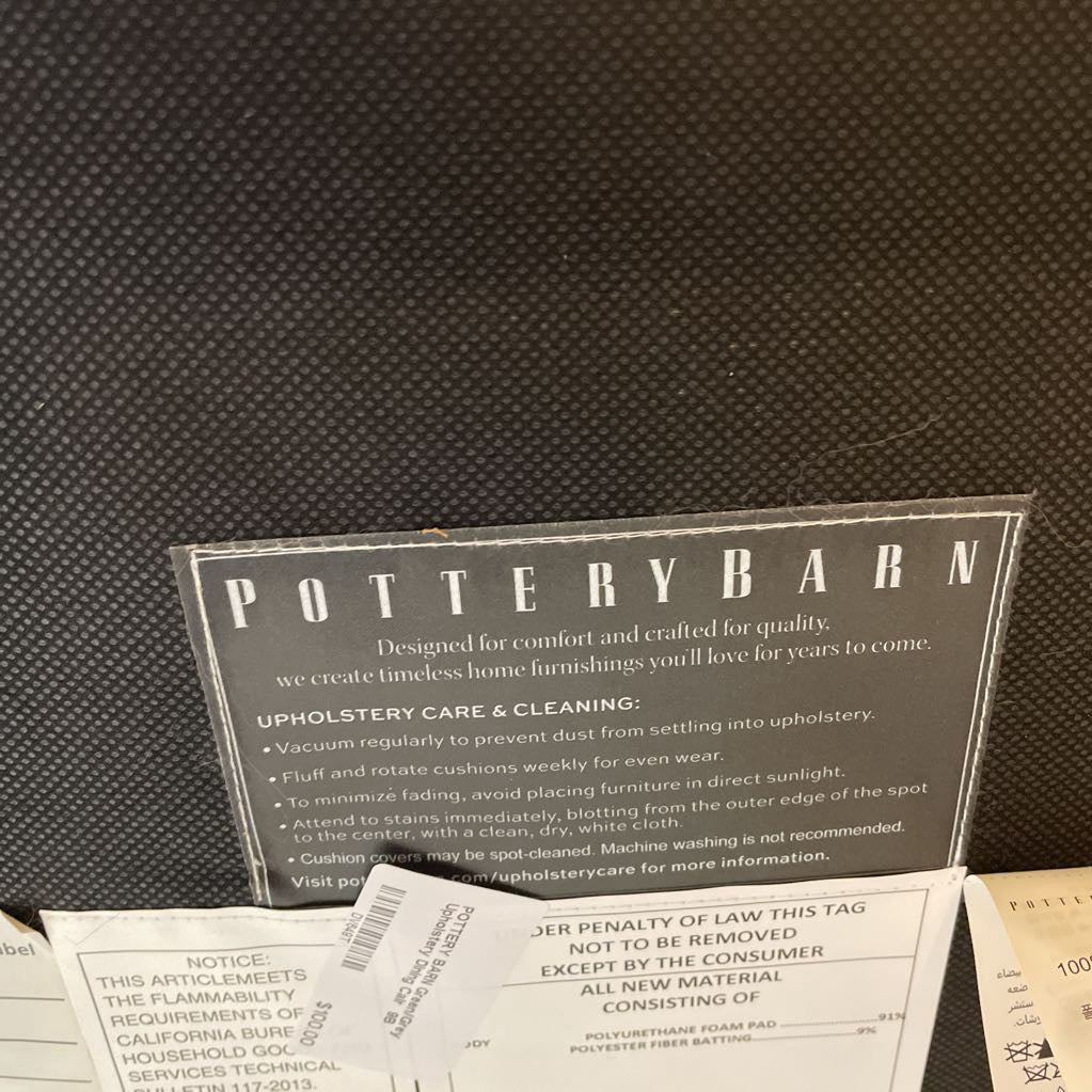 POTTERY BARN Green/Grey Upholstery Dining Cair