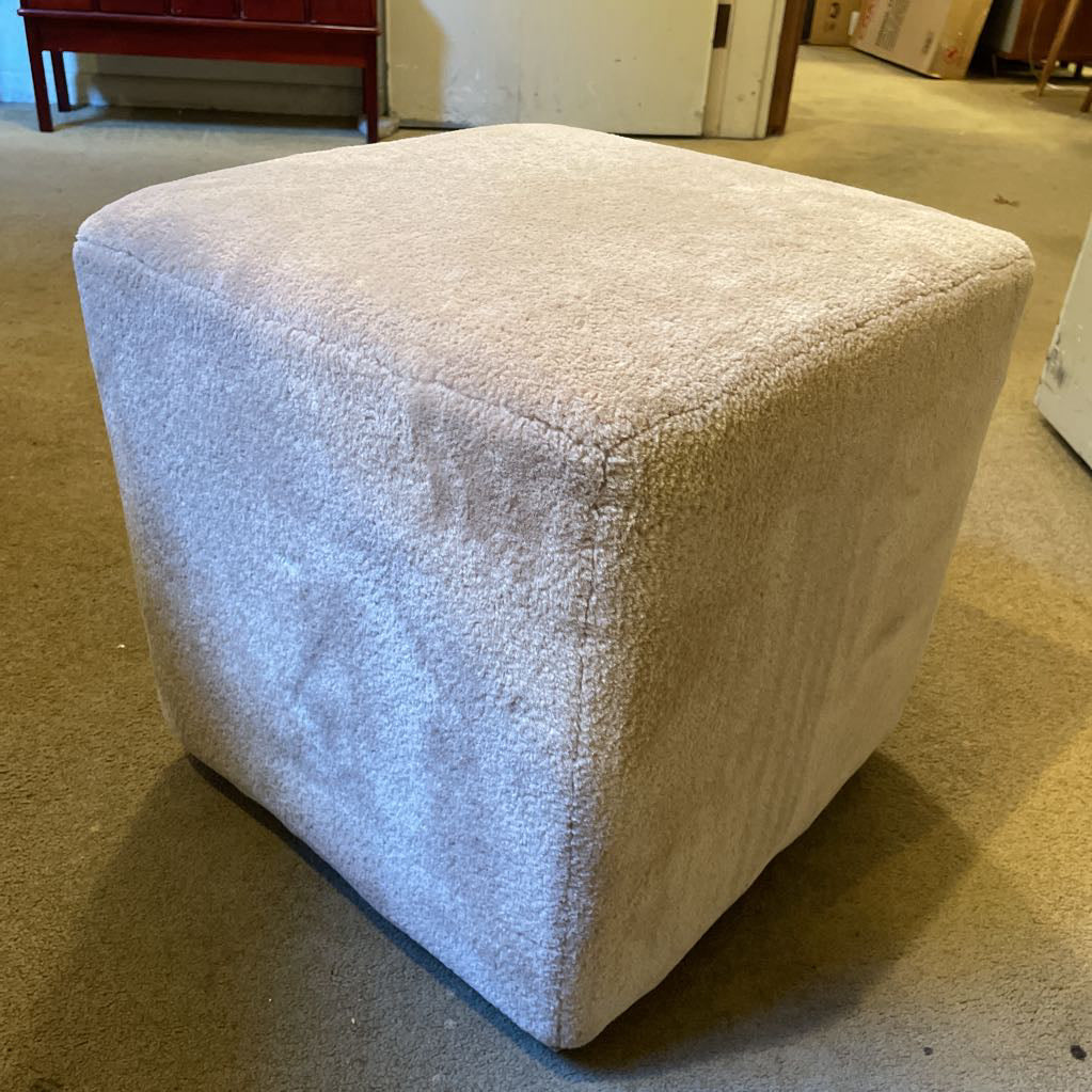 POTTERY BARN Brown Fuzzy Cube / Ottoman / Poof U OTTOMANS