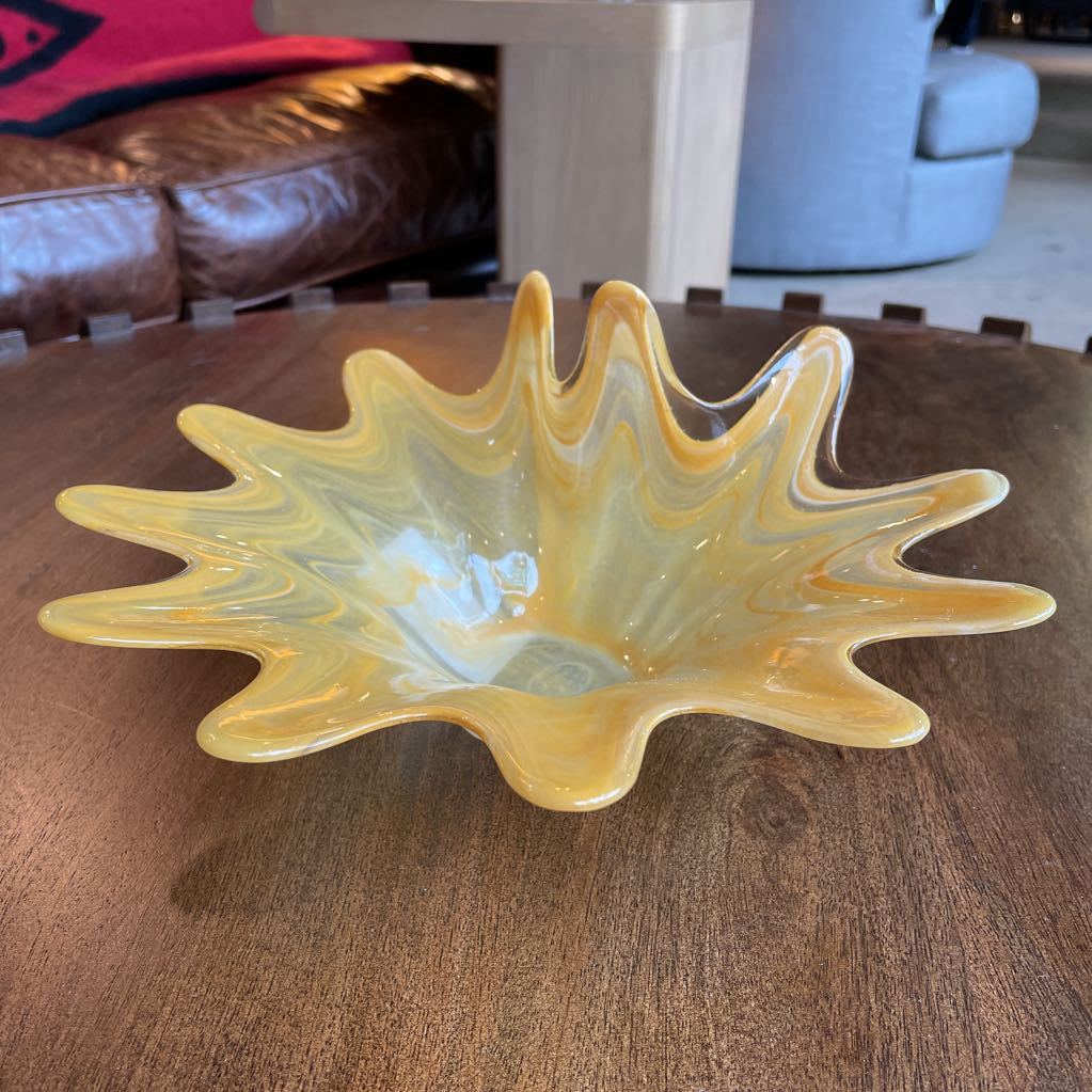 MURANO Yellow Splatter Glass Dish