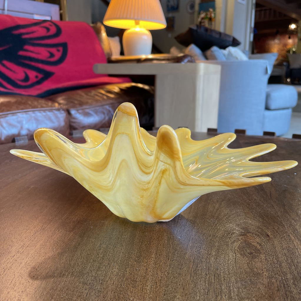 MURANO Yellow Splatter Glass Dish