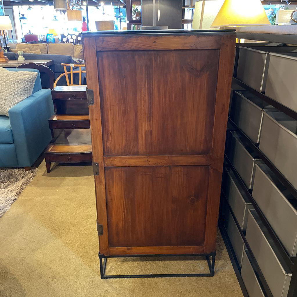 Japanese Tansu Chest on Metal Stand w Glass Top C CABINETS