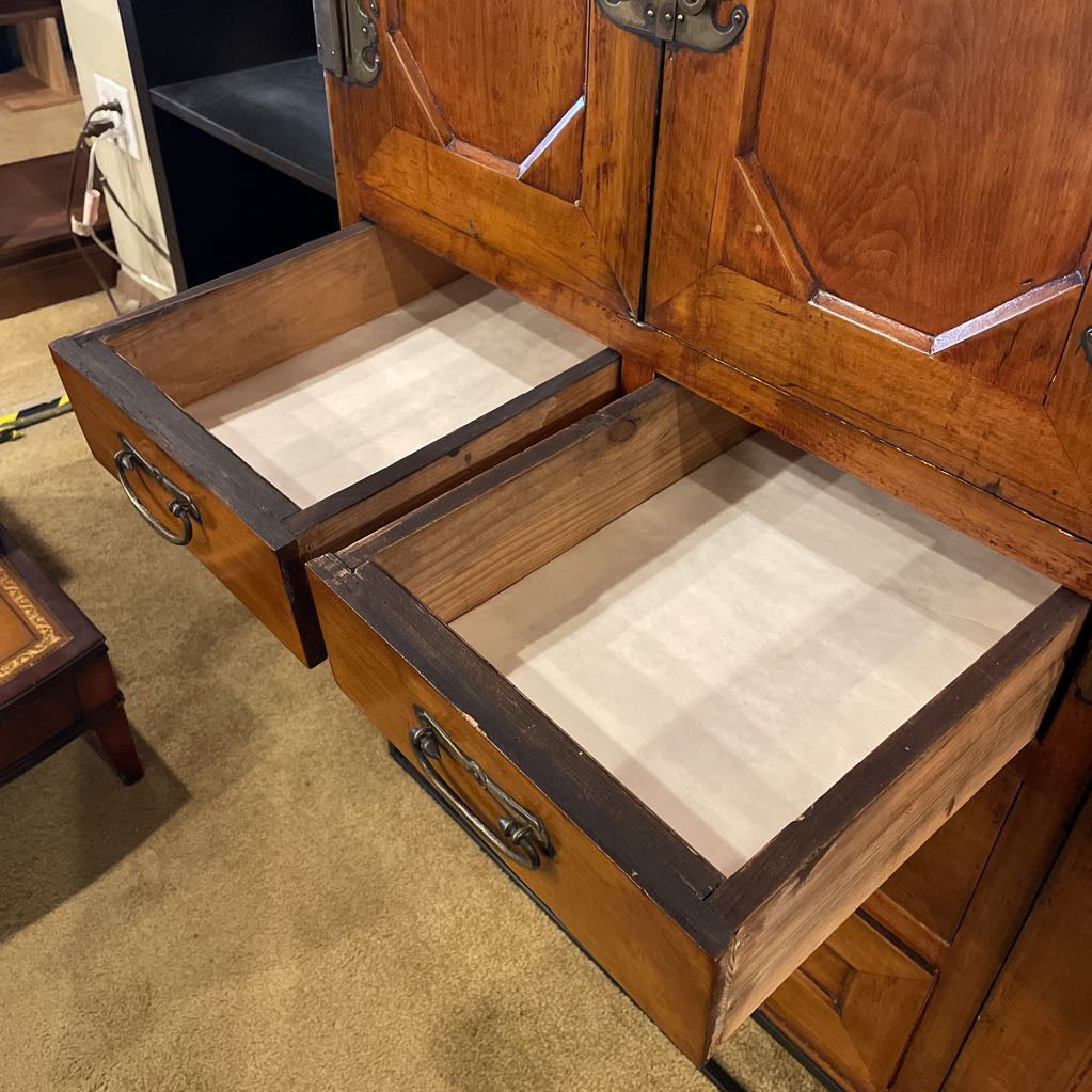 Japanese Tansu Chest on Metal Stand w Glass Top C CABINETS