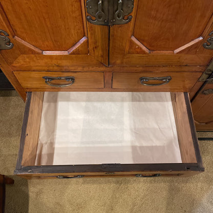 Japanese Tansu Chest on Metal Stand w Glass Top C CABINETS