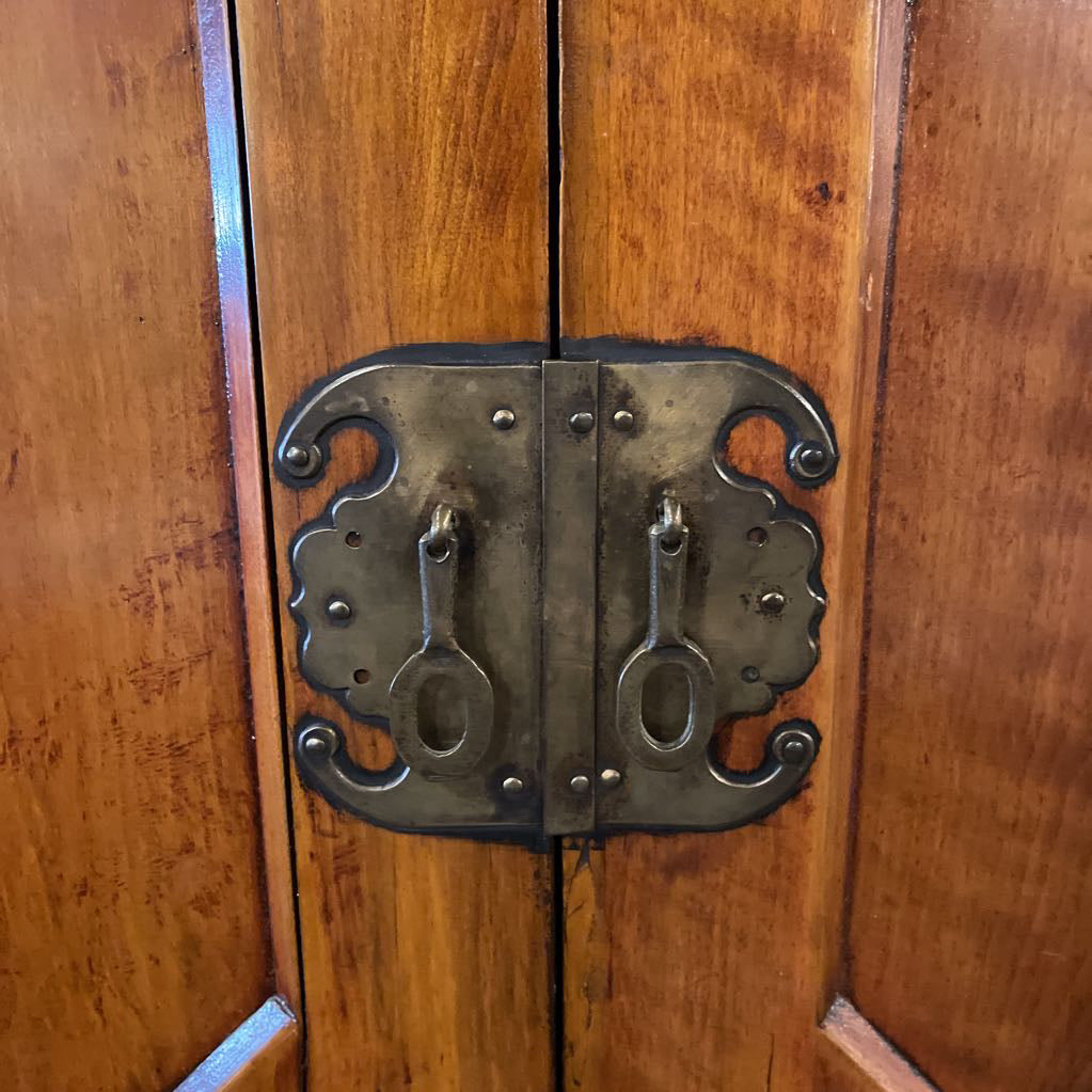 Japanese Tansu Chest on Metal Stand w Glass Top C CABINETS