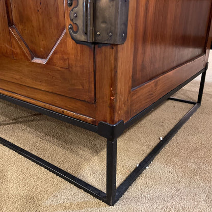 Japanese Tansu Chest on Metal Stand w Glass Top C CABINETS