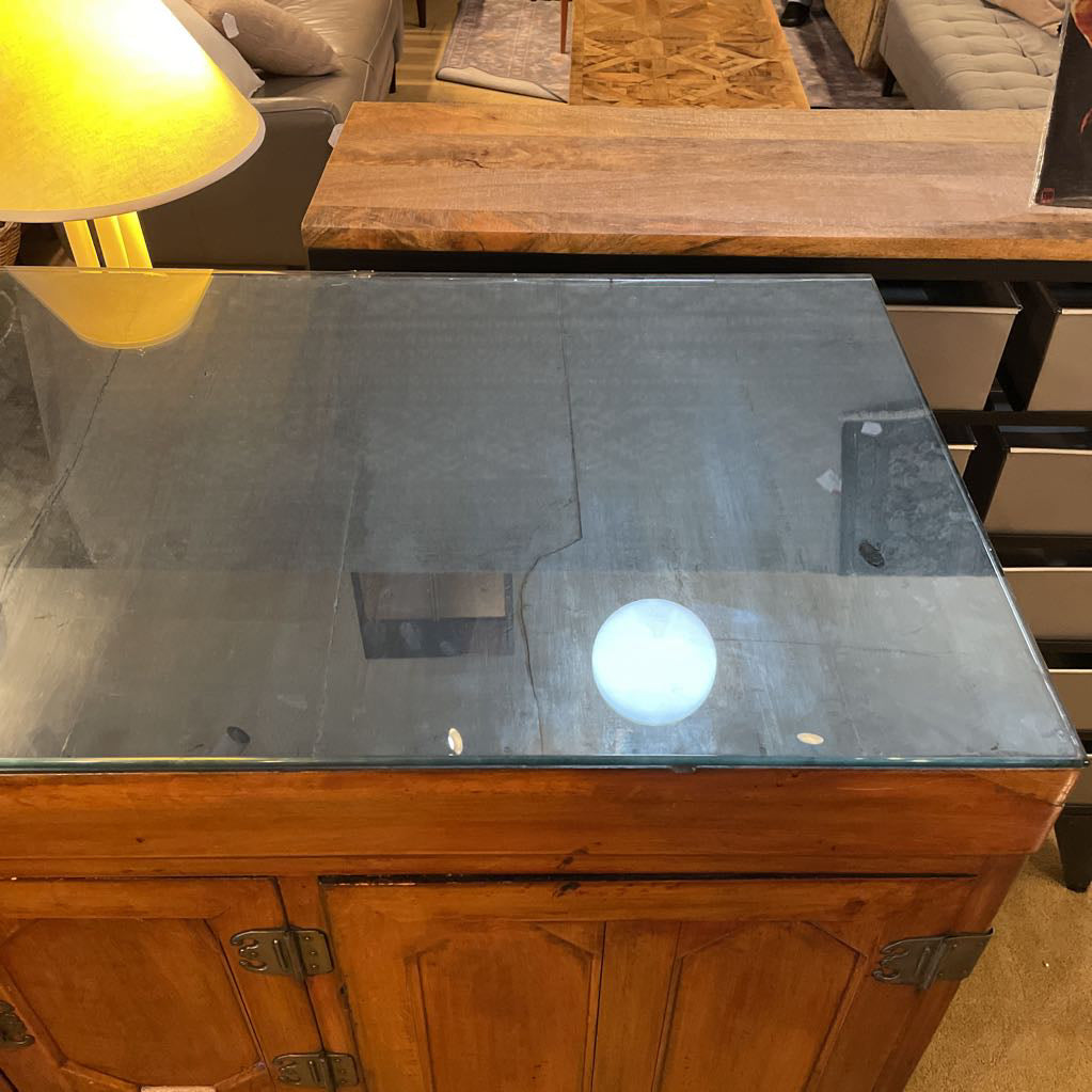 Japanese Tansu Chest on Metal Stand w Glass Top C CABINETS