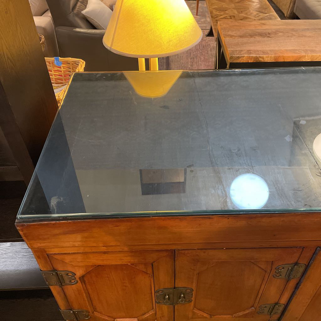 Japanese Tansu Chest on Metal Stand w Glass Top C CABINETS