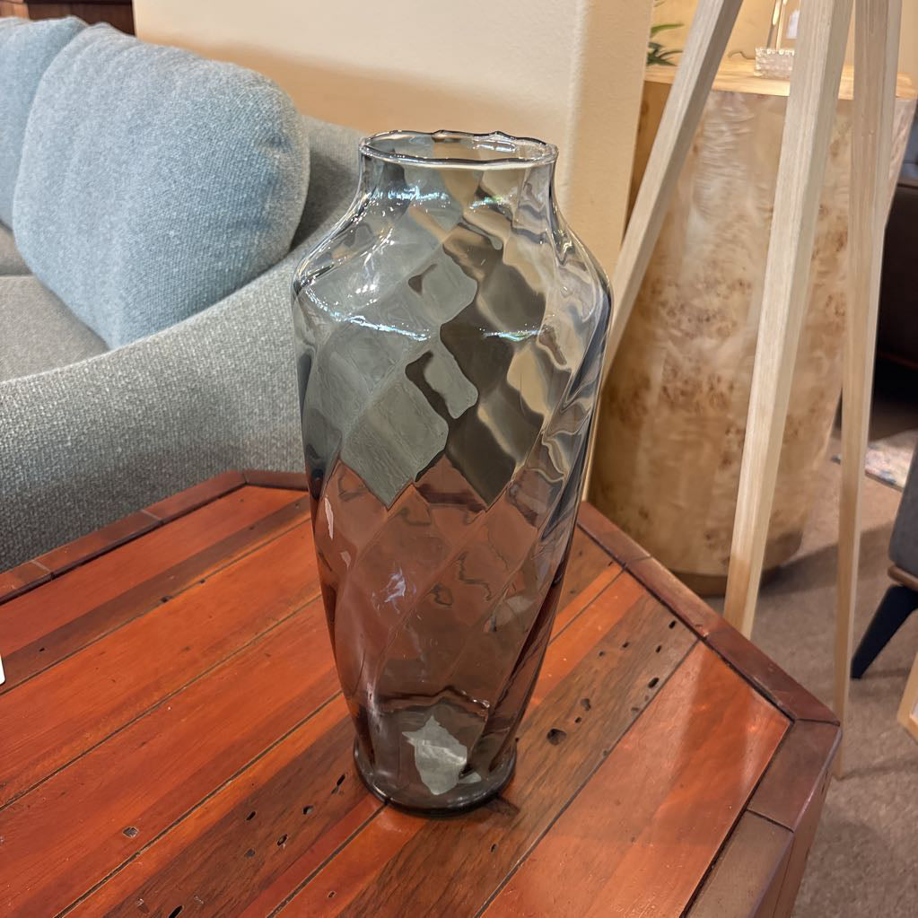 Tall Twisted Pattern Glass Vase