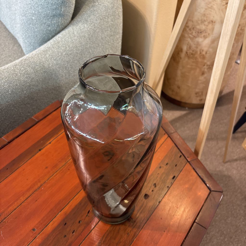 Tall Twisted Pattern Glass Vase