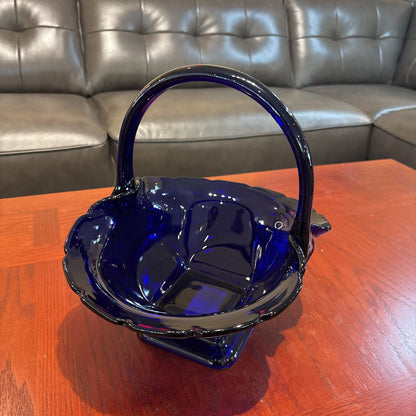 Vintage Cobalt Blue Indiana Glass Daisy Diane Basket