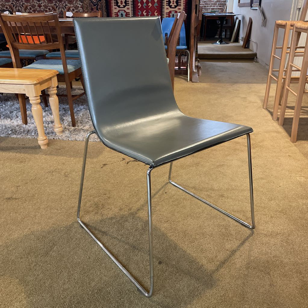Andreu Grey Leather Contemparary Chair