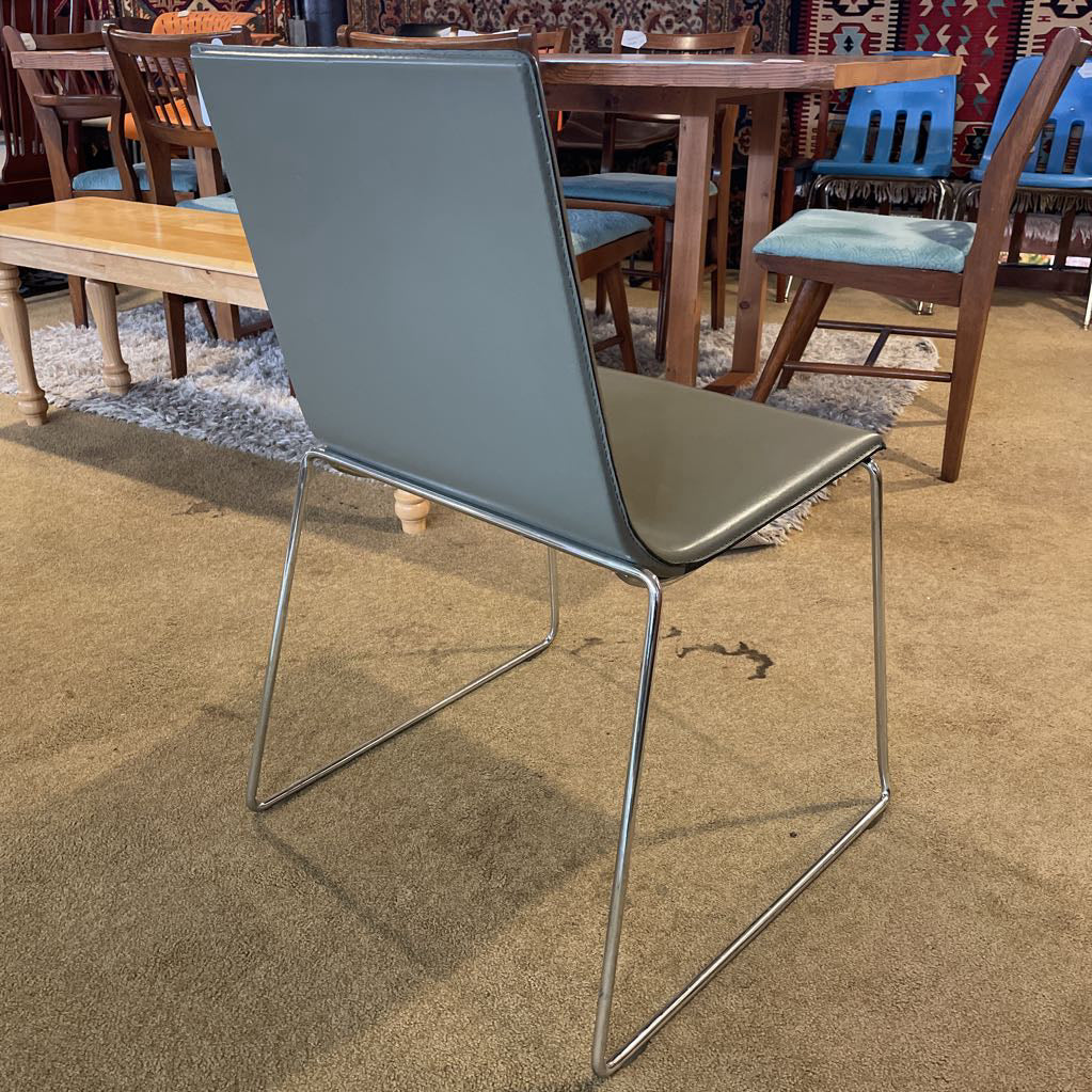 Andreu Grey Leather Contemparary Chair