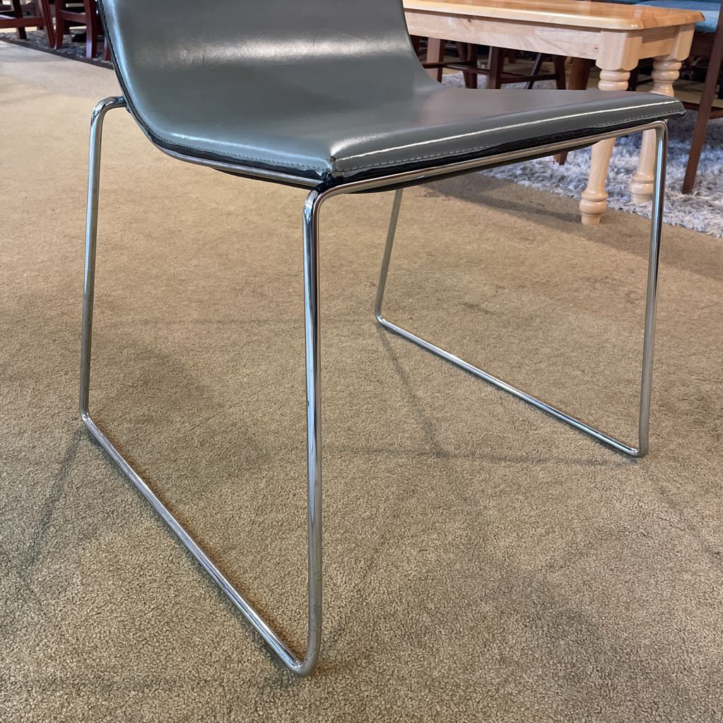 Andreu Grey Leather Contemporary Chair
