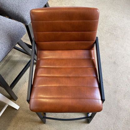 Brown Leather Black Metal Frame Counter Stool