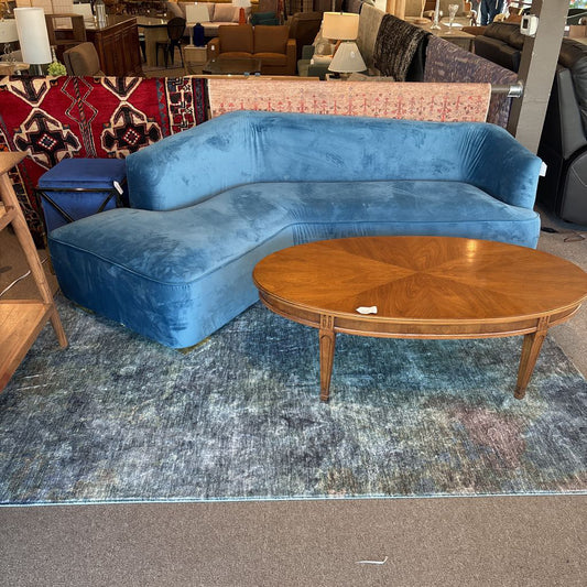 Blue Velvet Curved Sofa (AS IS) U SOFAS