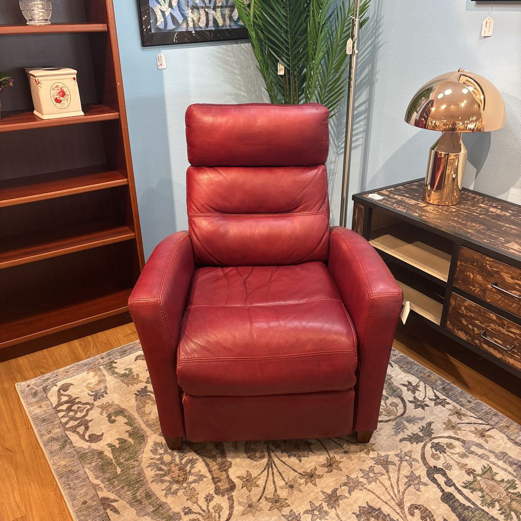 Red Leather Push Back Recliner