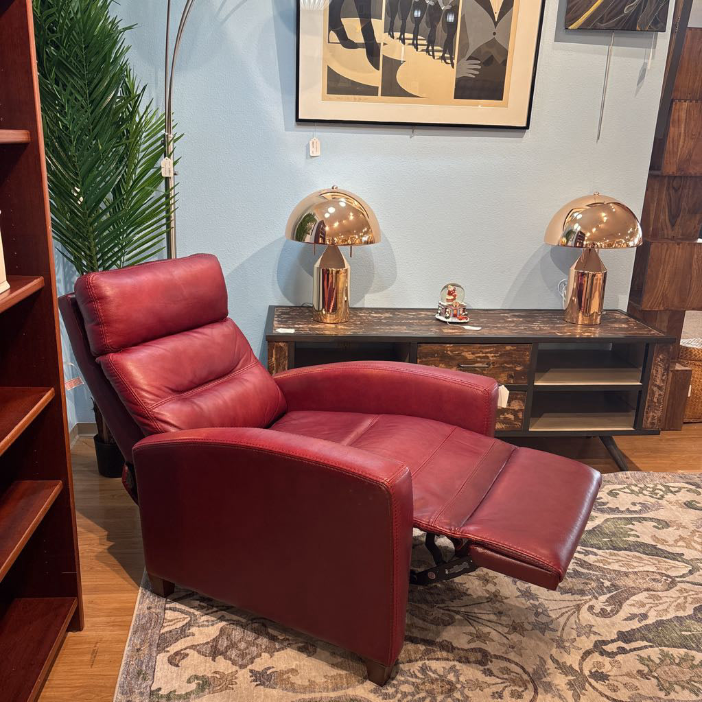 Red Leather Push Back Recliner