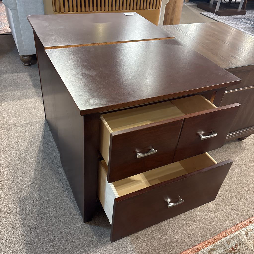 Cherry Wood 2 Drawer Nightstand