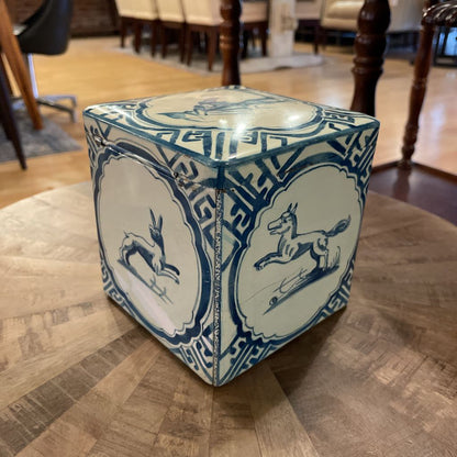 Vintage Hunter & Animals Blue & White Tin SMALLS