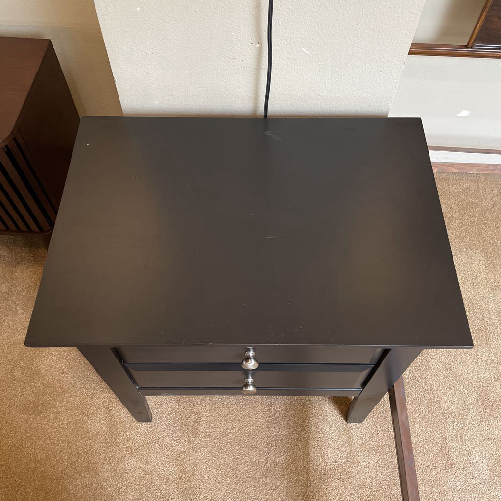 Dark Wood Nighstand w/ 2 Drawers and Pullout Platform