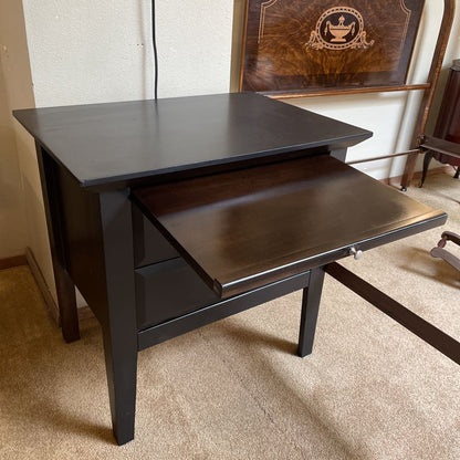Dark Wood Nighstand w/ 2 Drawers and Pullout Platform