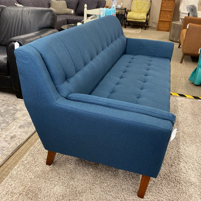 Deep Teal Blue Highback Tufted Sofa