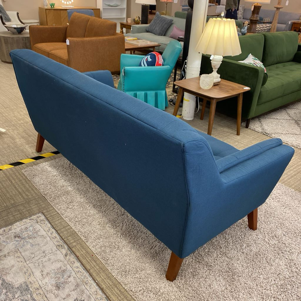 Deep Teal Blue Highback Tufted Sofa