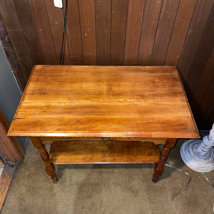 Vintage Maple Turned Leg One Drawer Entry Table C CONSOLE TABLES