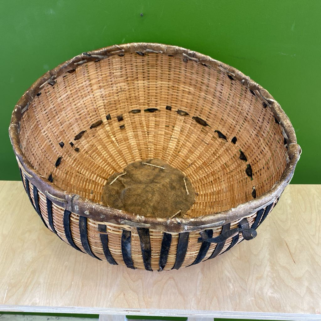 Vintage Two Tone Tribal Rattan Basket