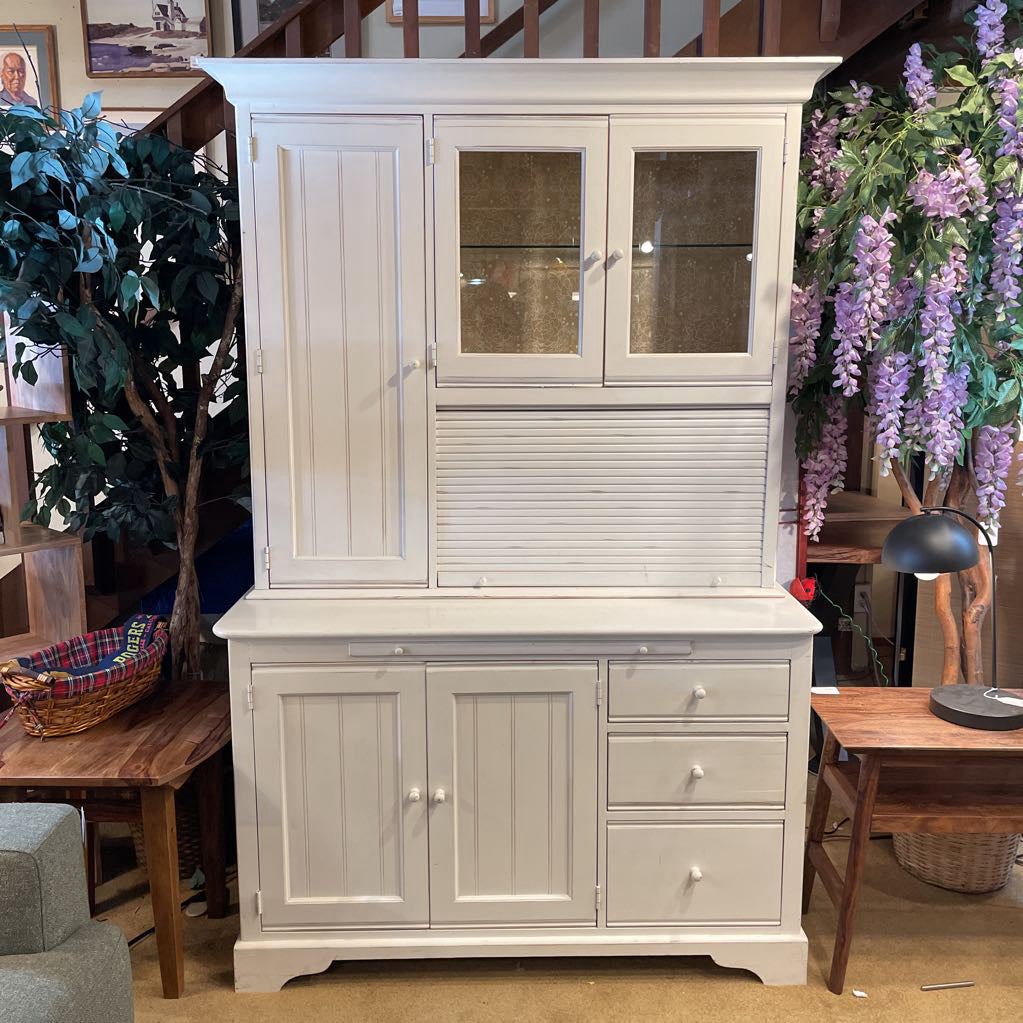 Lexington White Farmhouse Style 2 Piece Kitchen Cabinet