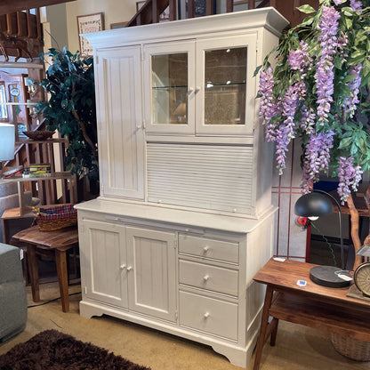 Lexington White Farmhouse Style 2 Piece Kitchen Cabinet