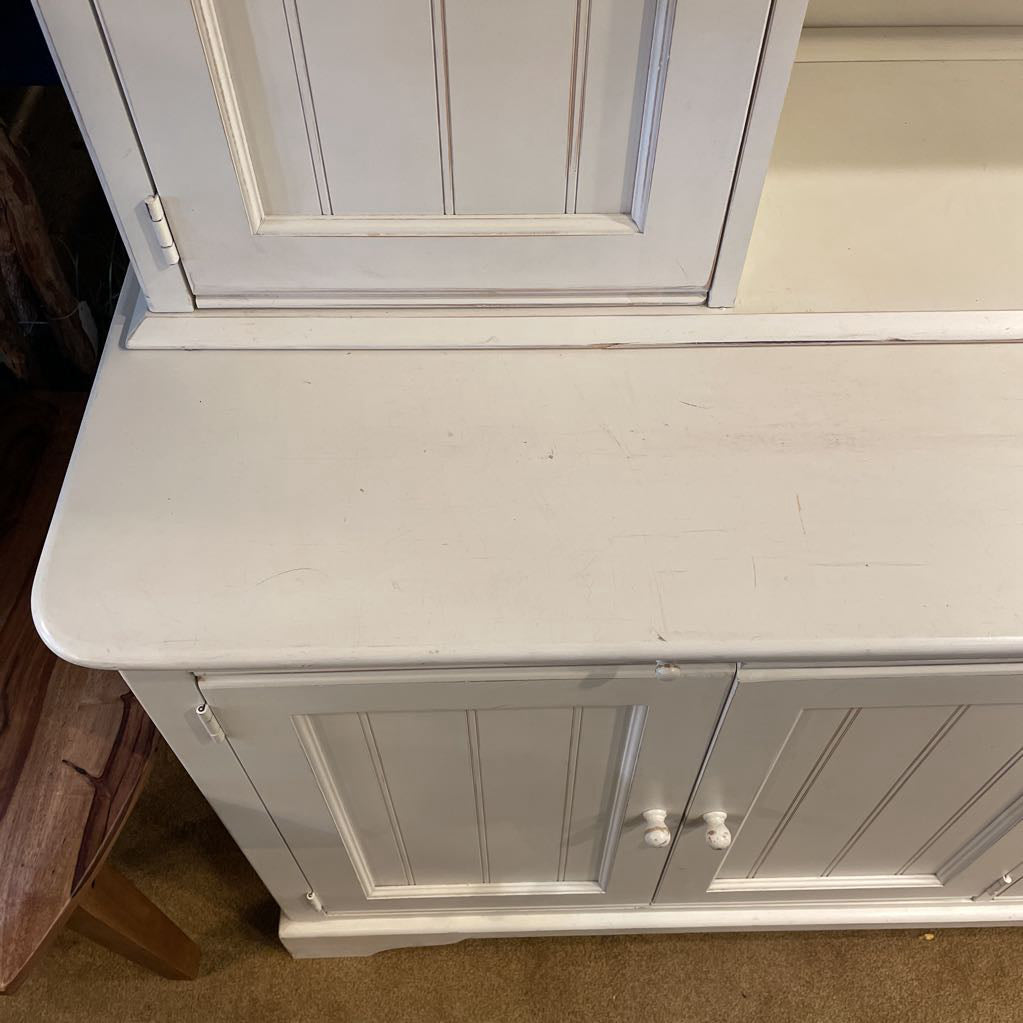 Lexington White Farmhouse Style 2 Piece Kitchen Cabinet