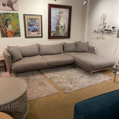 Moroso Gentry Gray Quilted RAF Sect. w/ Chrome Base *AS IS*