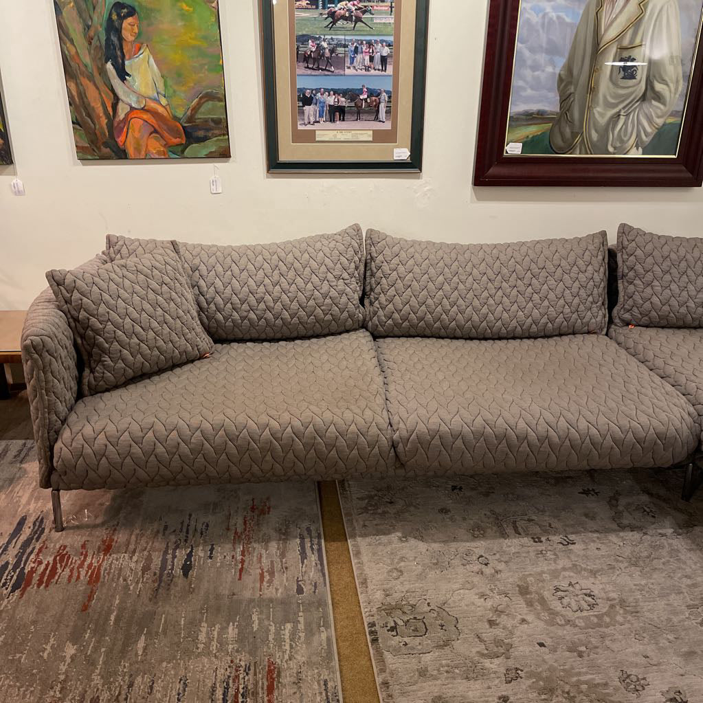 Moroso Gentry Gray Quilted RAF Sect. w/ Chrome Base *AS IS*