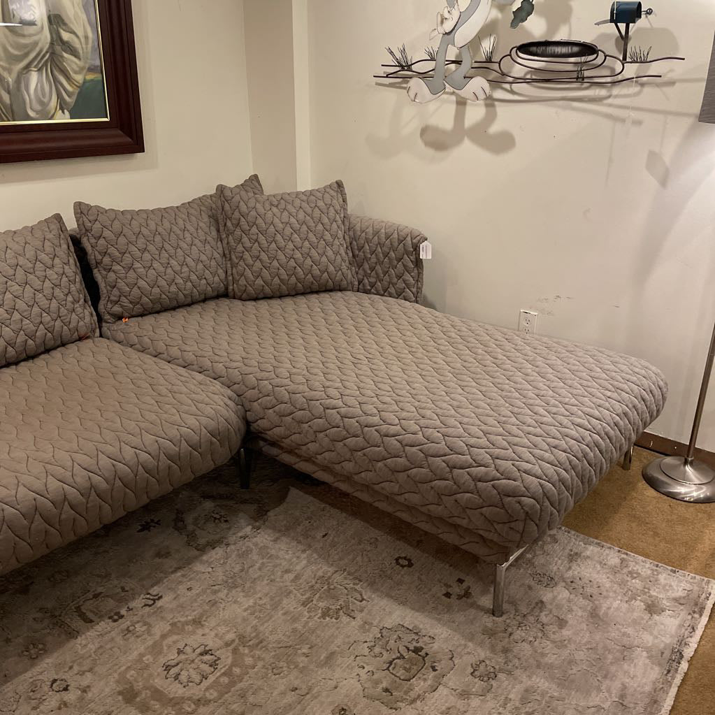 Moroso Gentry Gray Quilted RAF Sect. w/ Chrome Base *AS IS*