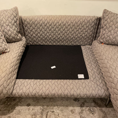 Moroso Gentry Gray Quilted RAF Sect. w/ Chrome Base *AS IS*