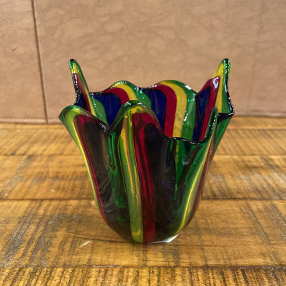MultiColor Glass Stripe Decorative Bowl SMALLS