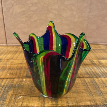 MultiColor Glass Stripe Decorative Bowl SMALLS