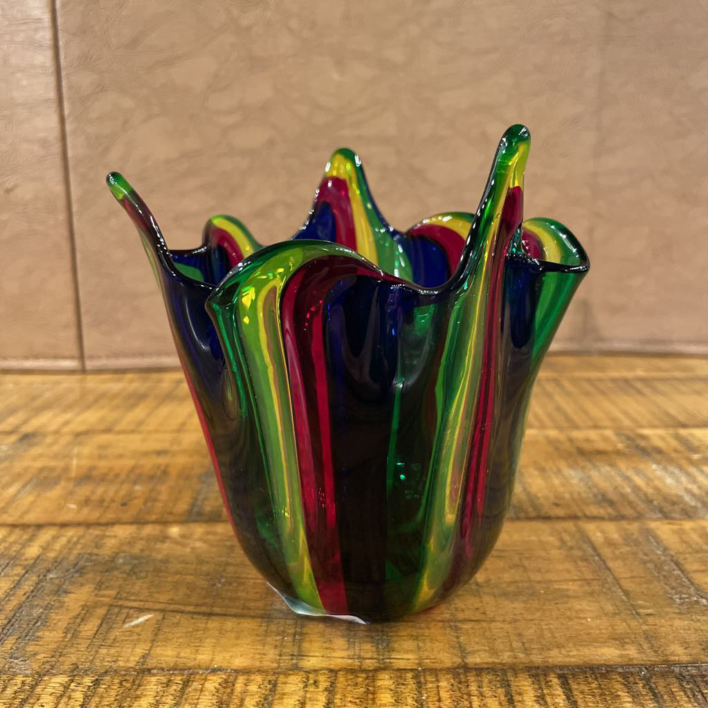 MultiColor Glass Stripe Decorative Bowl SMALLS