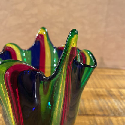 MultiColor Glass Stripe Decorative Bowl SMALLS