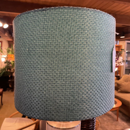 Brushed Stainless Steel & Tan Glass w/ Teal Shade (3-way Bulb Capable!)