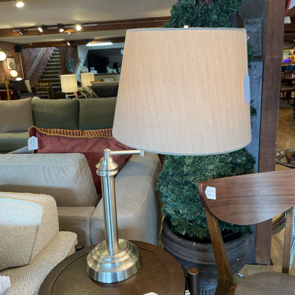 Stainless Swing Arm Lamp w/ Tan Shade