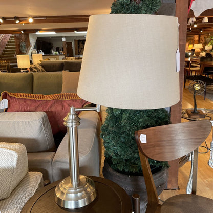 Stainless Swing Arm Lamp w/ Tan Shade