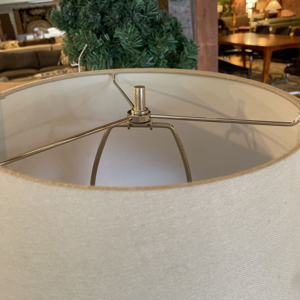 Stainless Swing Arm Lamp w/ Tan Shade