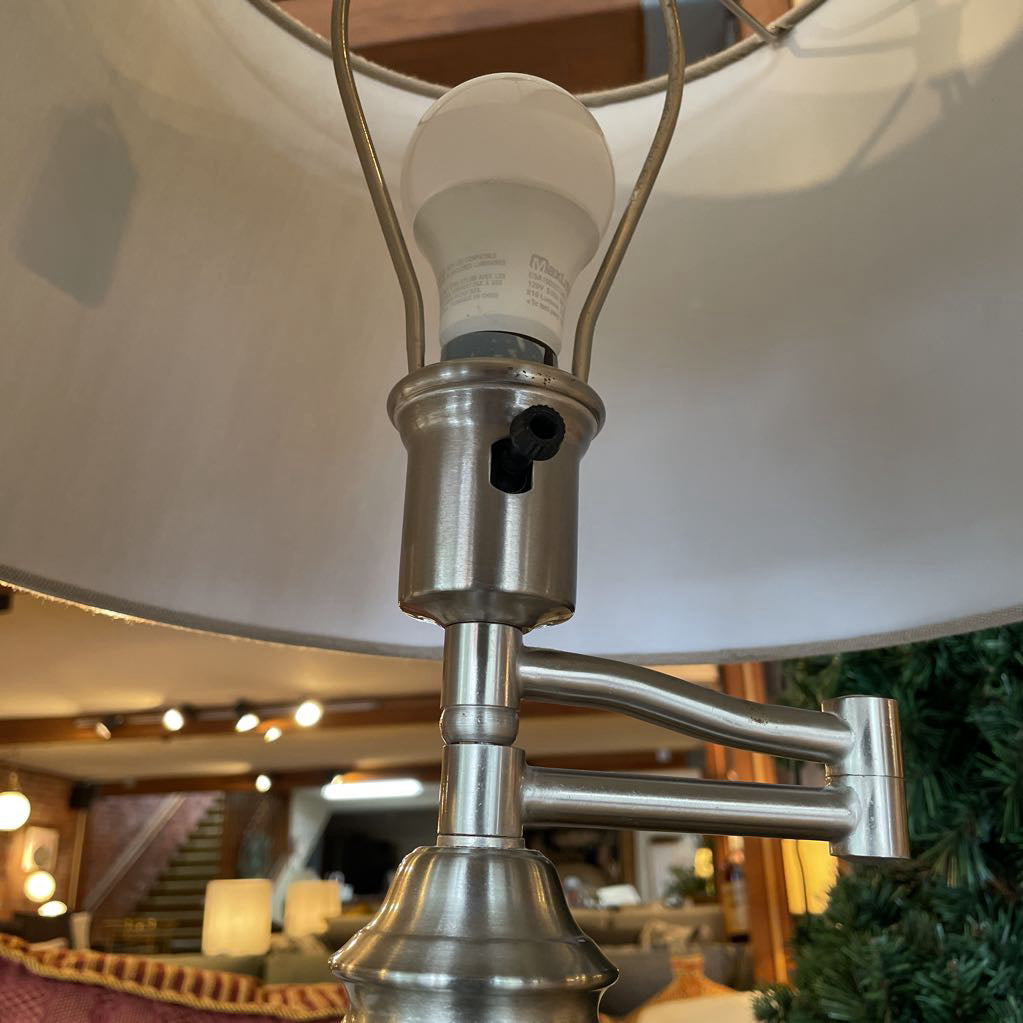Stainless Swing Arm Lamp w/ Tan Shade