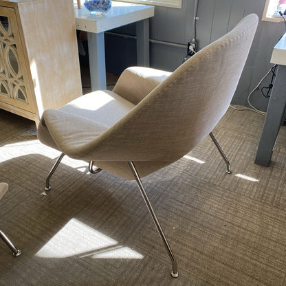 Beige Womb Style Chair & Ottoman (AS IS)