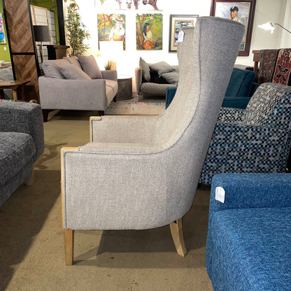 AS IS High Back Tan Tweed Armchair